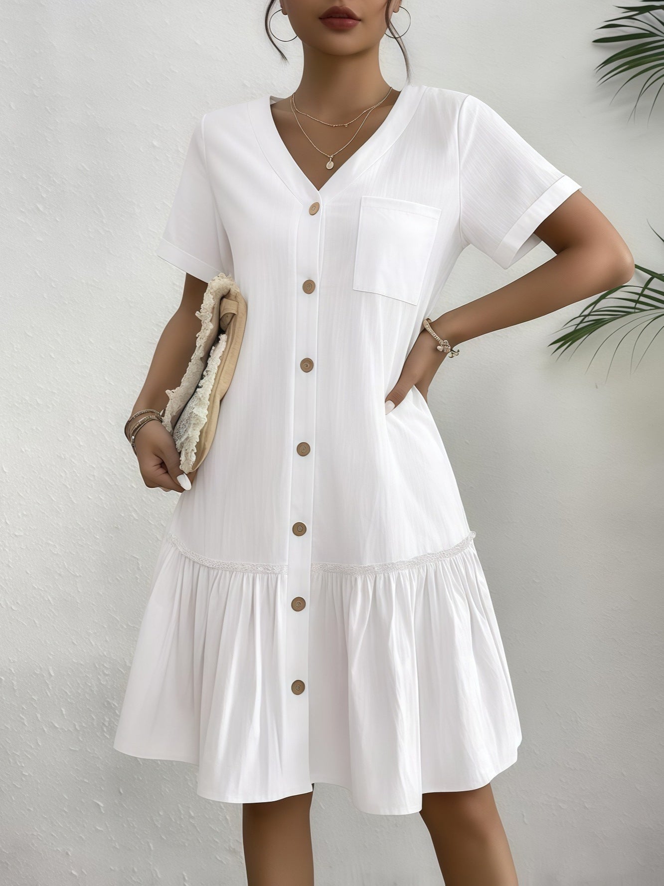 Women's A-Line One-Button Dress