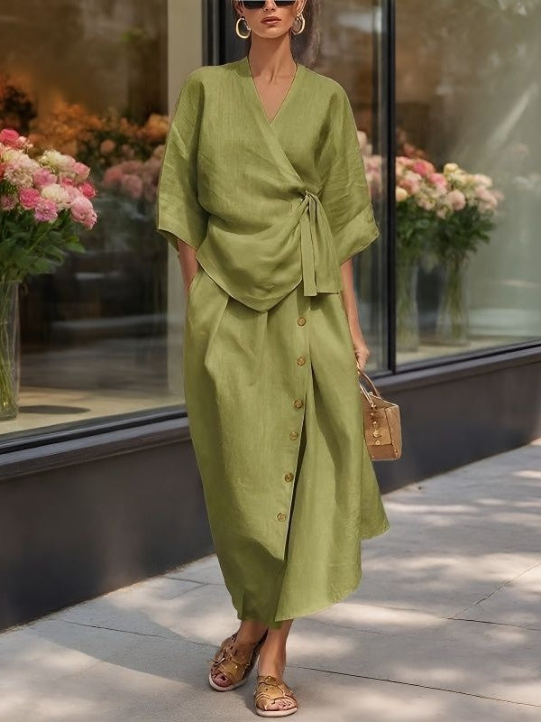 Evaline | Casual Solid-Color Loose Two-Piece Dress Set
