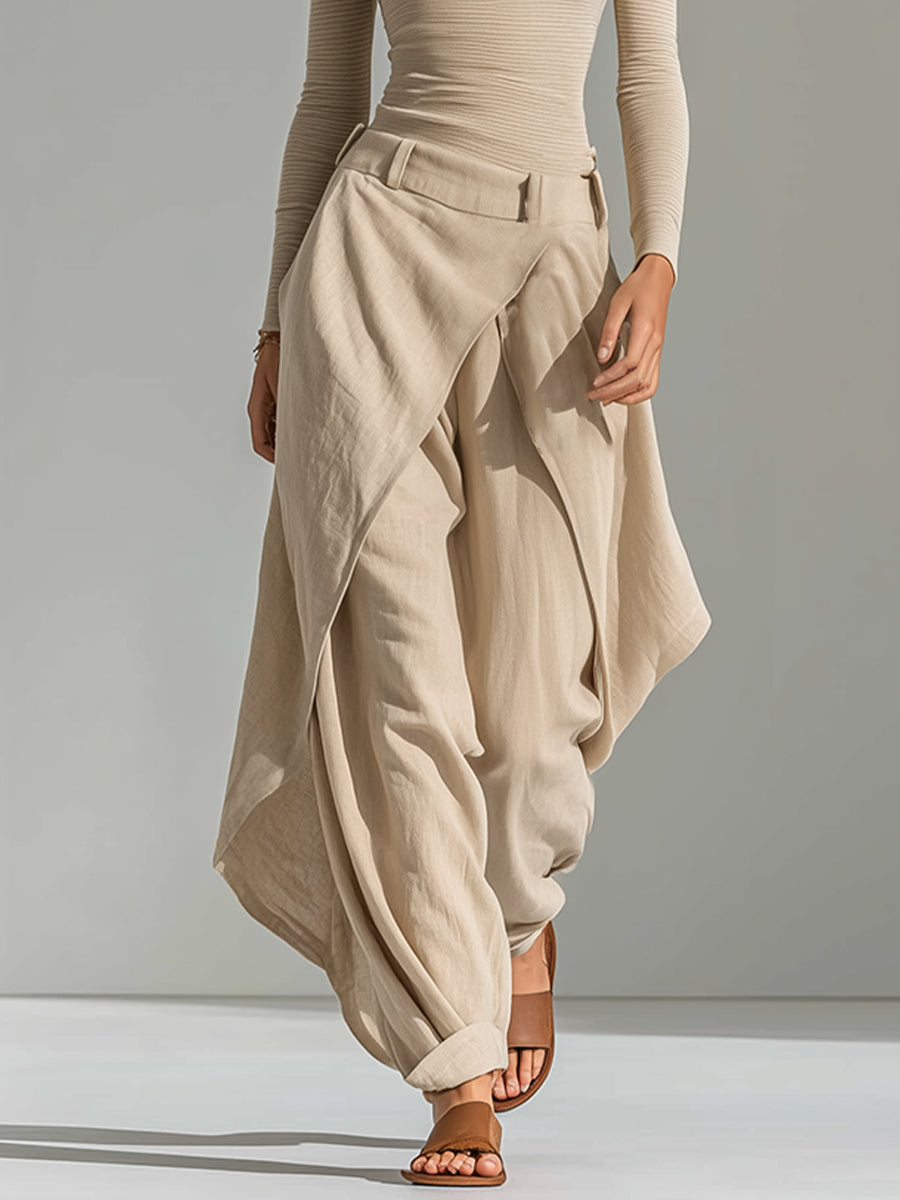 Ava | Boat Neck Top and Layered Wide-Leg Trouser Set