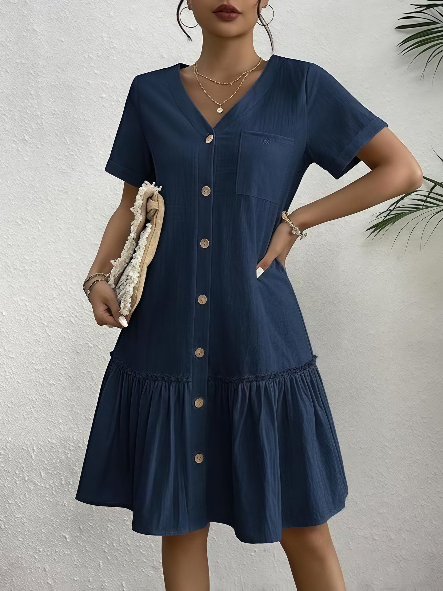 Women’s Flared One-Button Dress