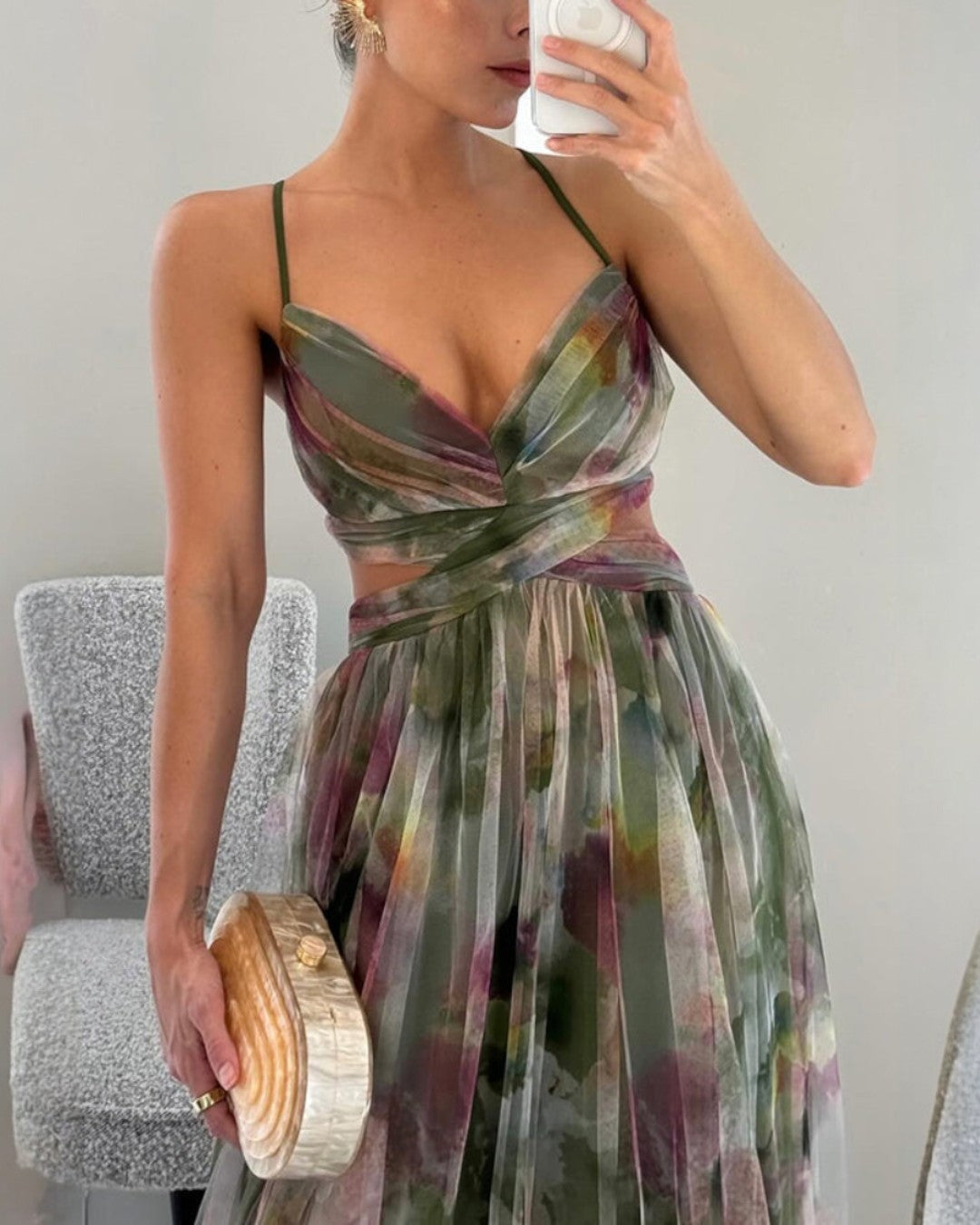 ELVENA™ | Watercolor Chiffon Maxi Dress