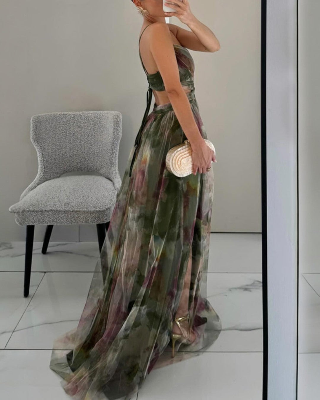 ELVENA™ | Watercolor Chiffon Maxi Dress