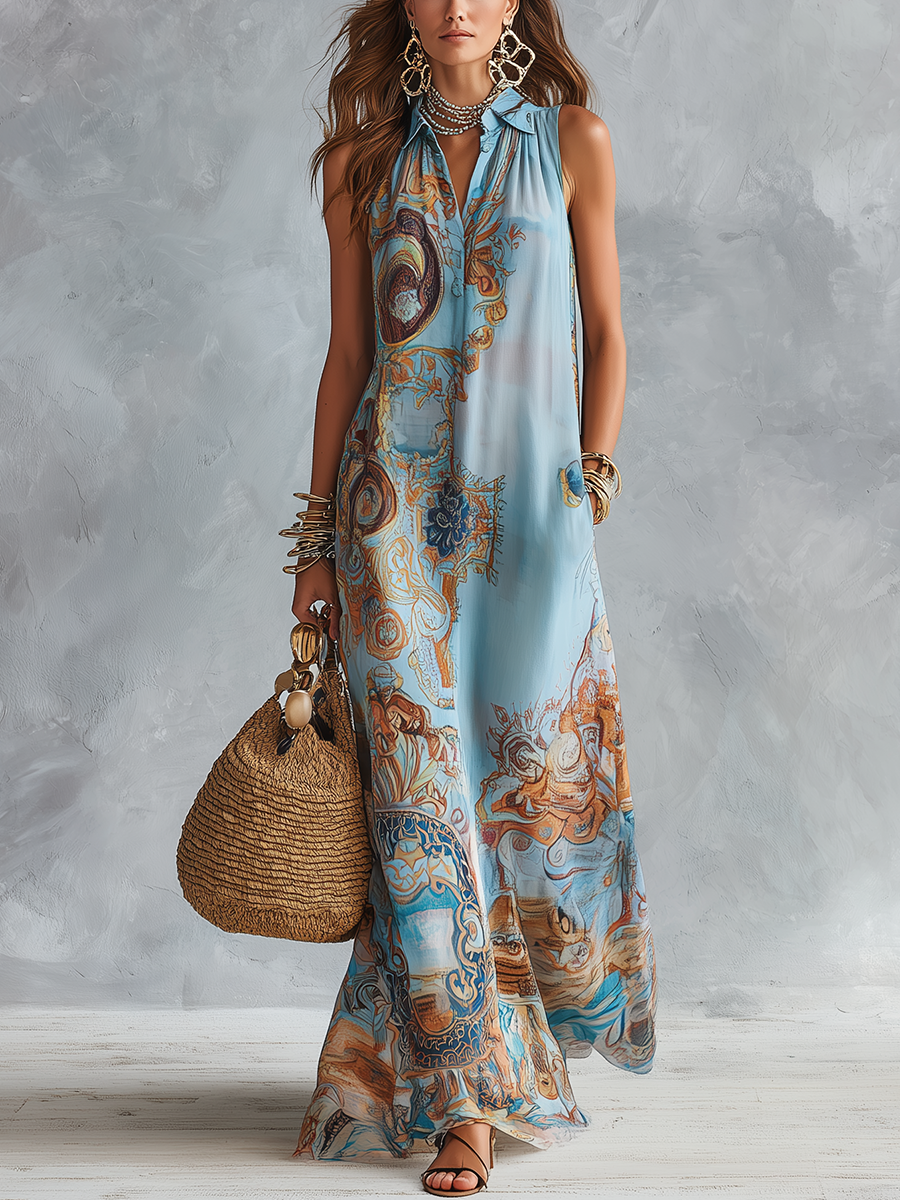 Azzurra | Mediterranean Resort Maxi Dress
