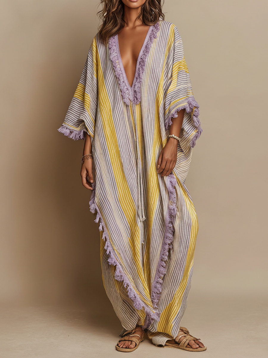 Color-Block Stripe Maxi Dress
