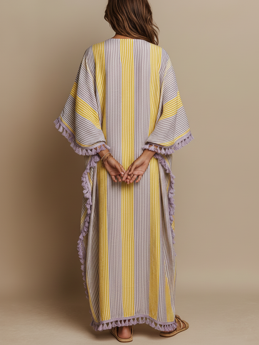 Color-Block Stripe Maxi Dress