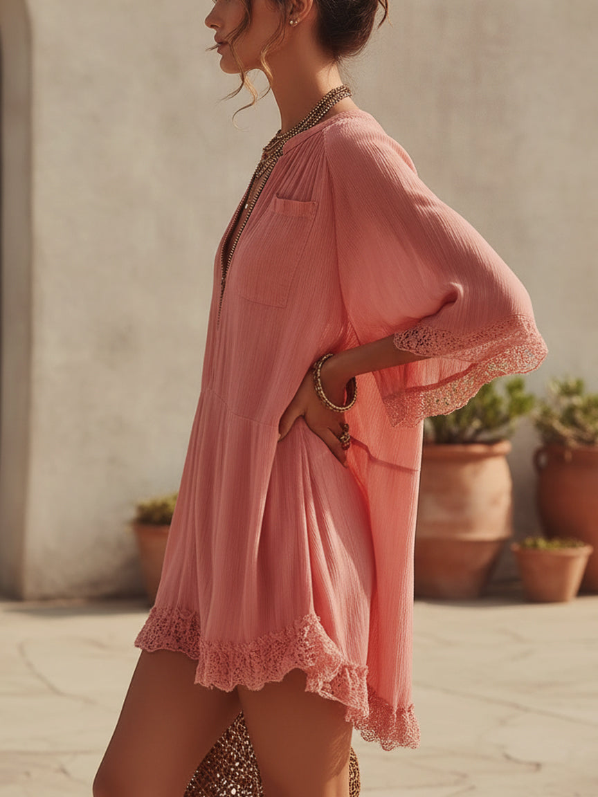 Ruffled Zip Chiffon Mini Dress