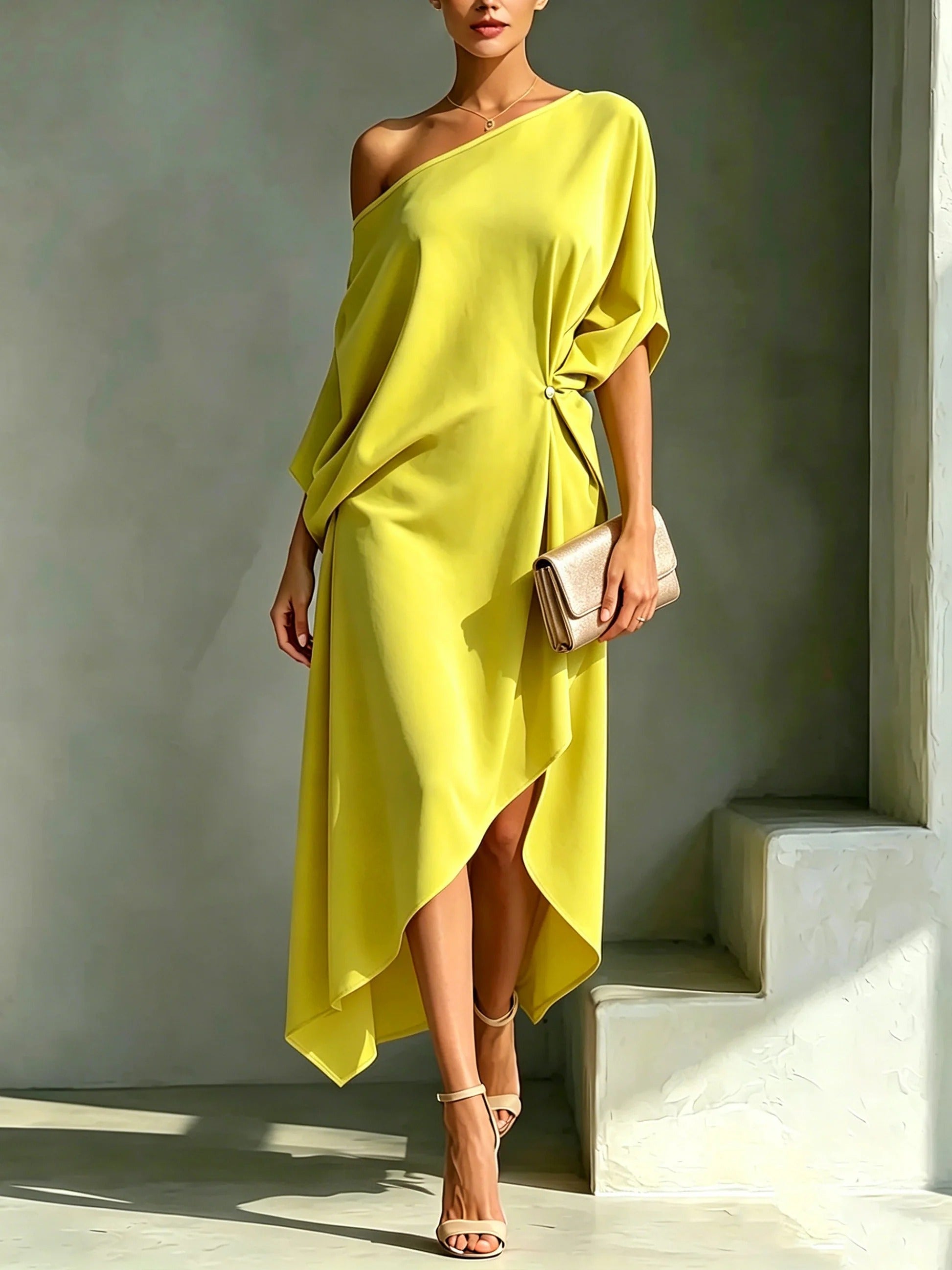 ELVENA™ | Square Neck Midi Dress