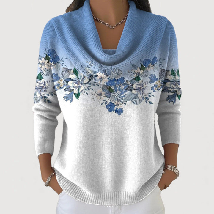ALORA – Floral Cowl Neck Sweater
