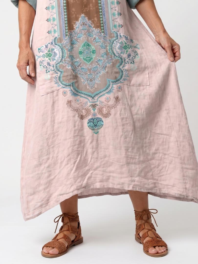Zara | Embroidered Panel Relaxed Pocket Midi Dress