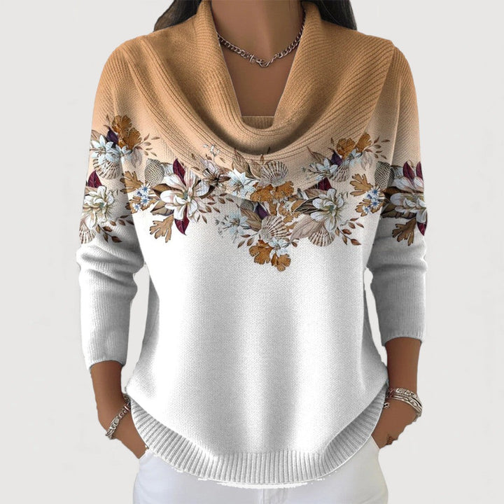 ALORA – Floral Cowl Neck Sweater