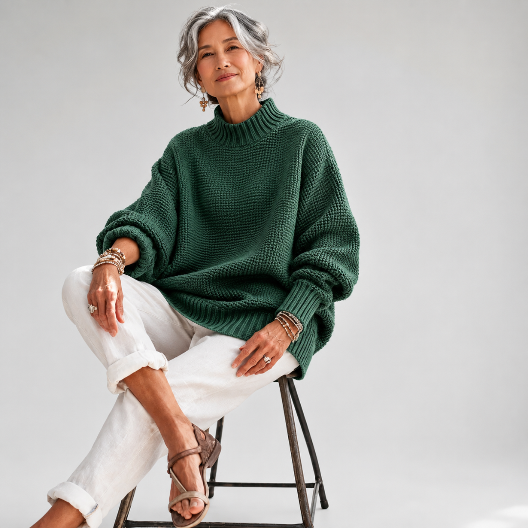 Ruth | Relaxed Mock Neck Knit Sweater