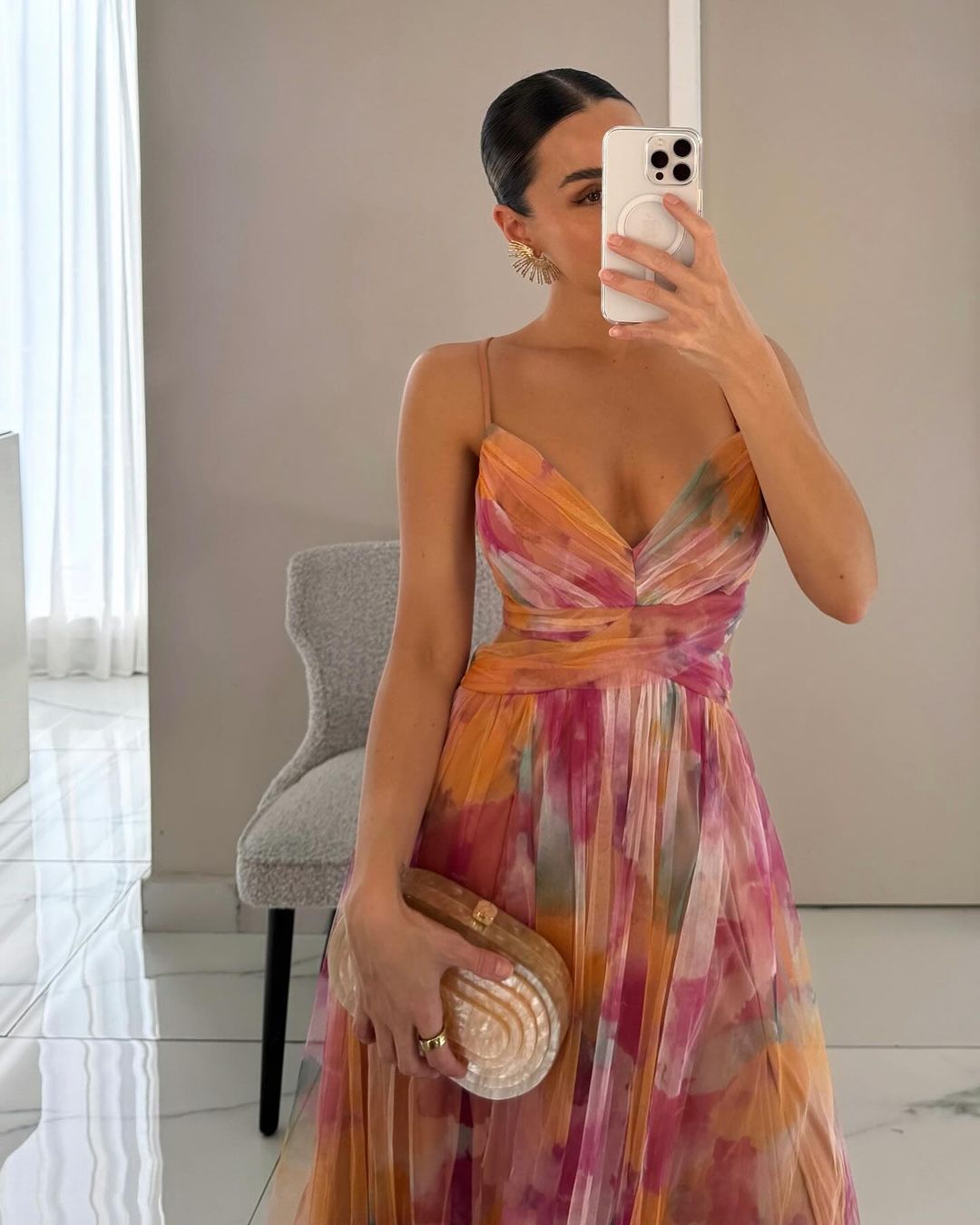 ELVENA™ | Watercolor Chiffon Maxi Dress