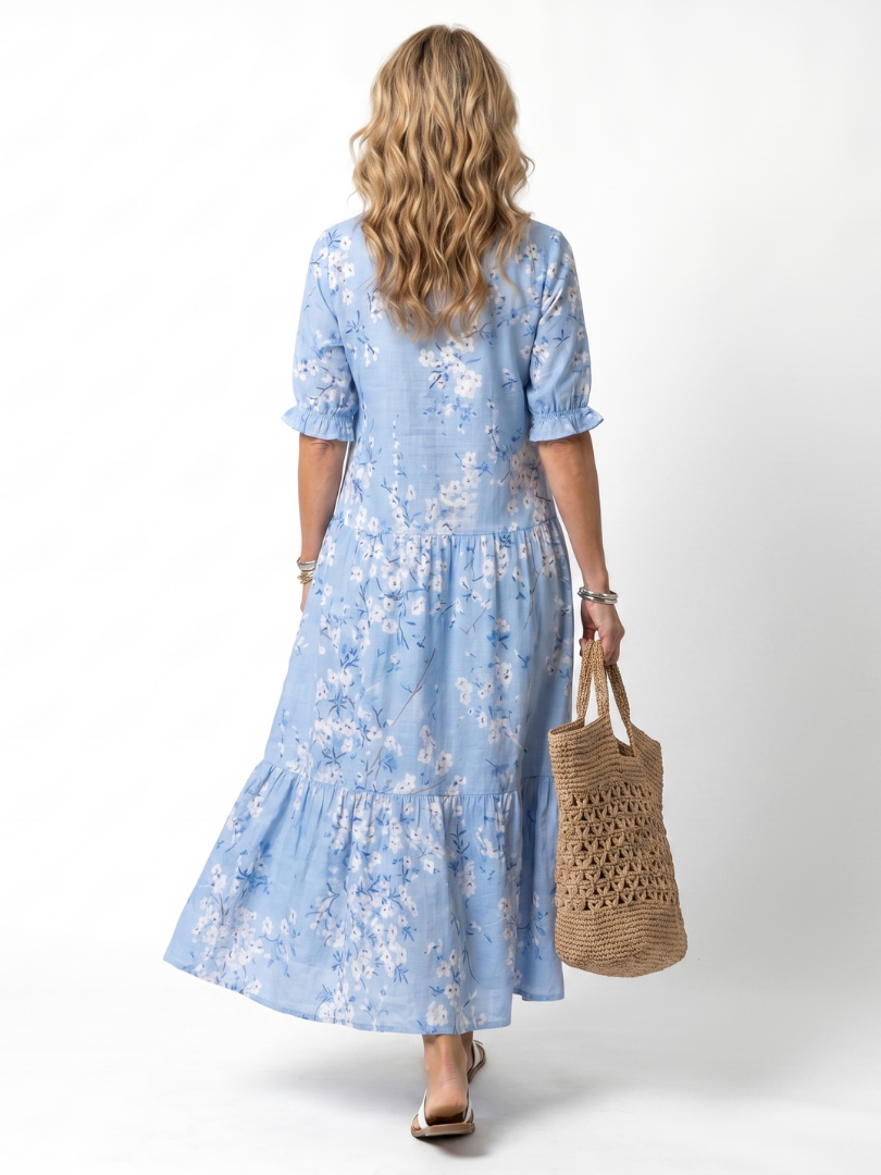 Celeste | Floral Print Tassel Tie Midi Dress