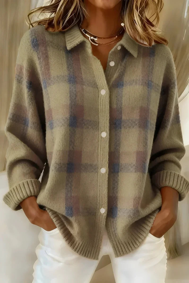 TAYLOR™ | Cozy Checked Knit Cardigan