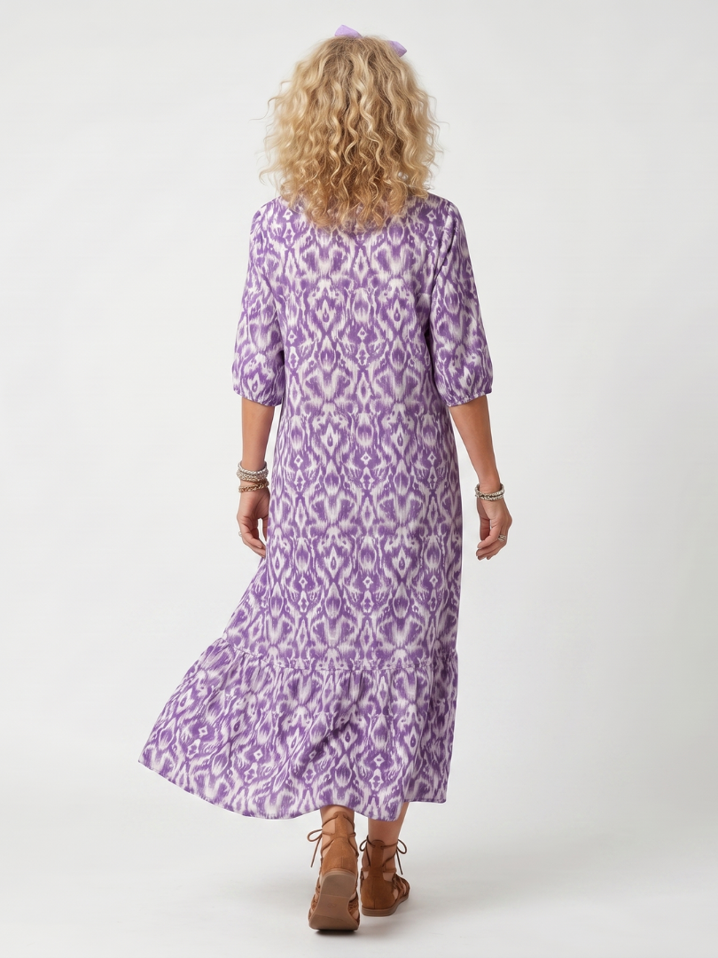 Isabella | Printed Tassel Tie Midi Dress