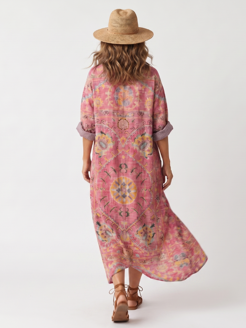 Clara | Abstract Print Relaxed Pocket Midi Dress