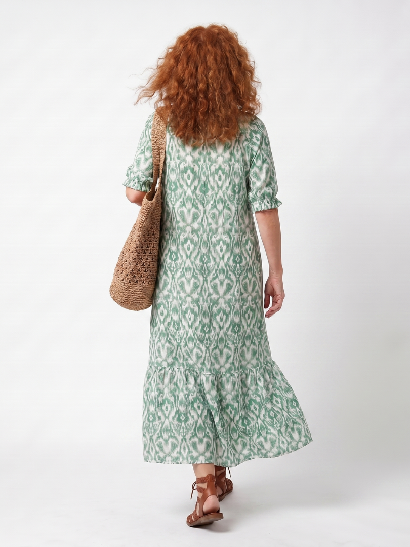 Zara | Pattern V Neck Tassel Midi Dress