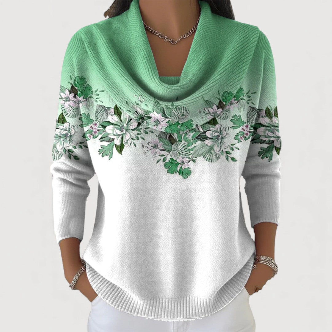 ALORA – Floral Cowl Neck Sweater