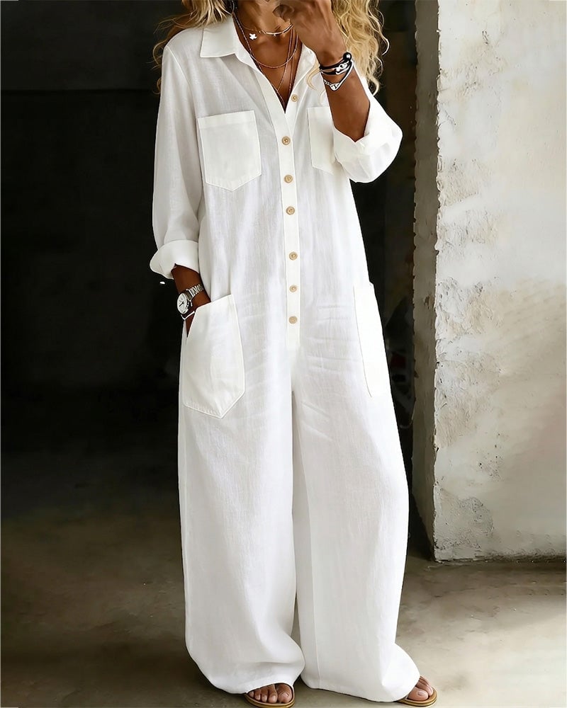 Liv | Lightweight White Jumpsuit