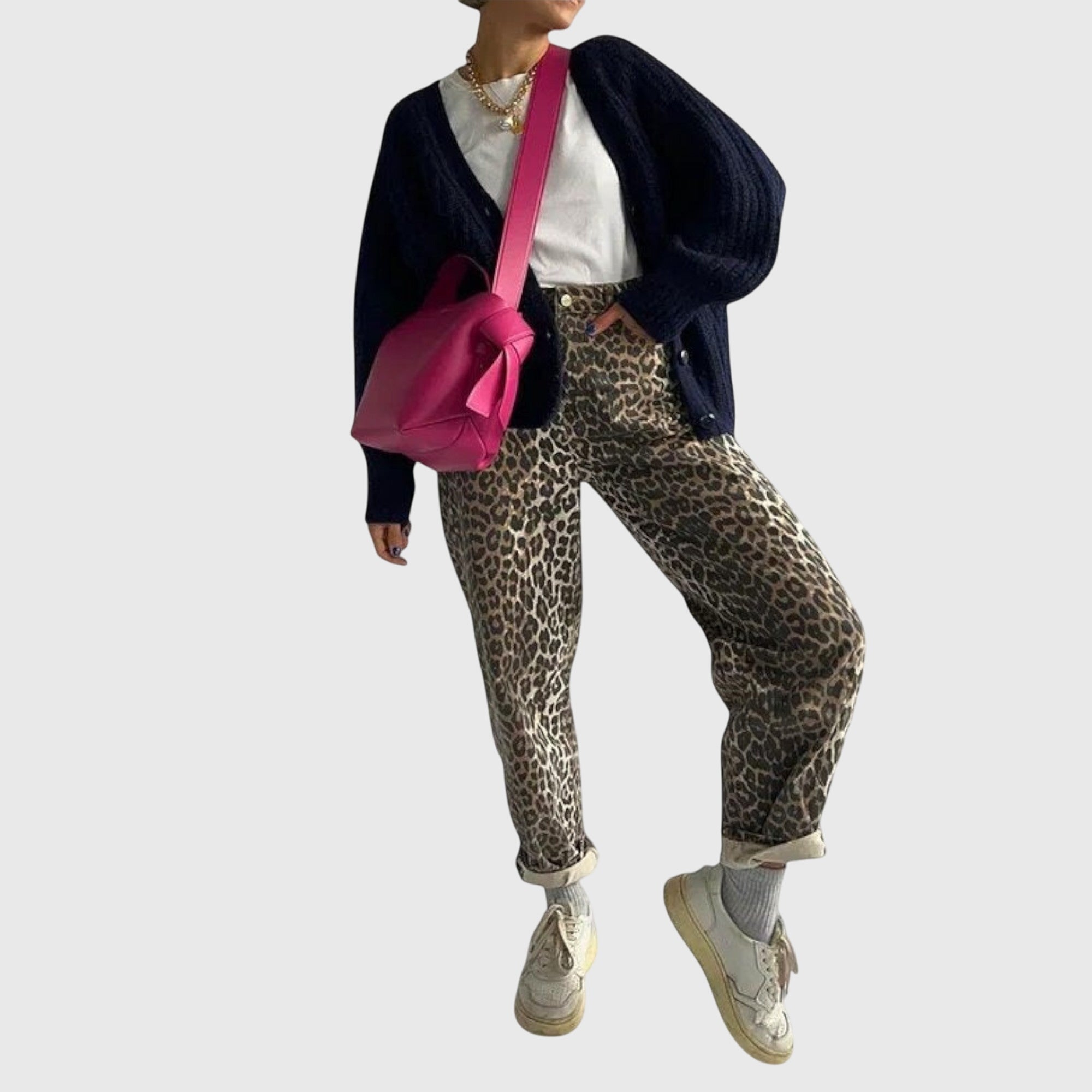 Jamie | Vintage Jeans with Leopard Print