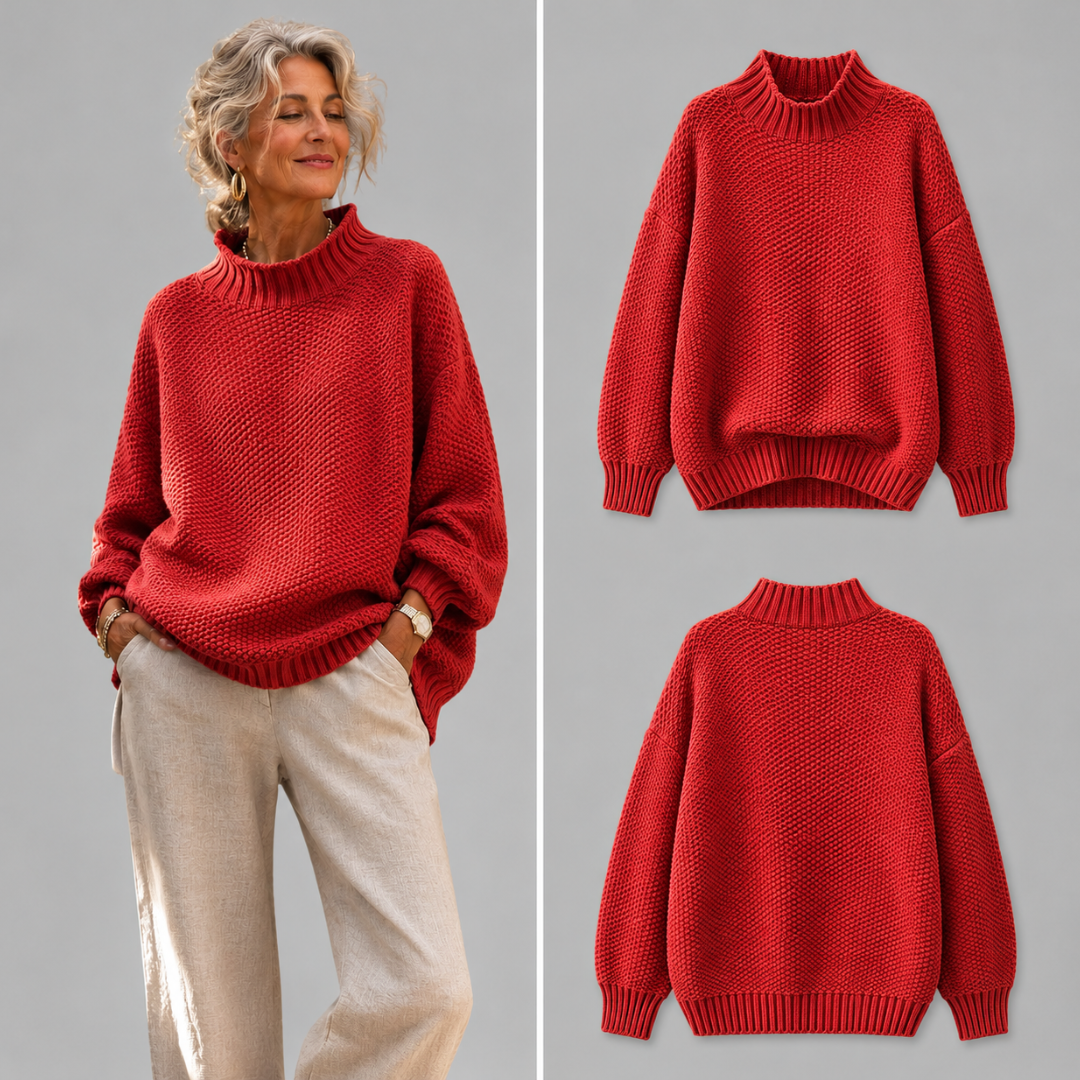 Ruth | Relaxed Mock Neck Knit Sweater