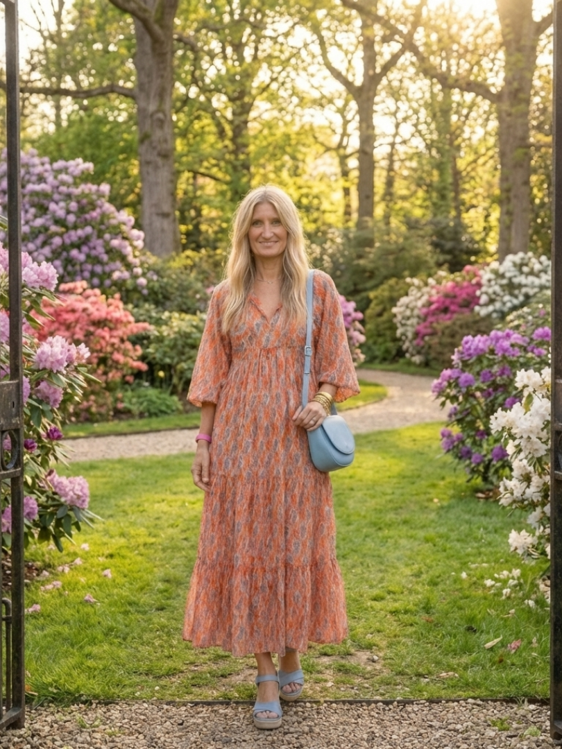 Sienna | Geometric Print V Neck Tiered Midi Dress