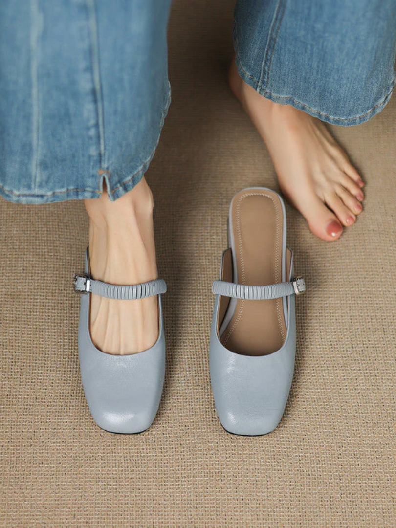 Novie Genuine Leather Mary Jane Mules