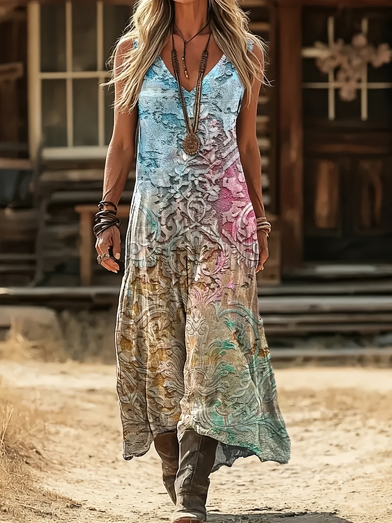 Brynn | Sleeveless Boho Print Dress