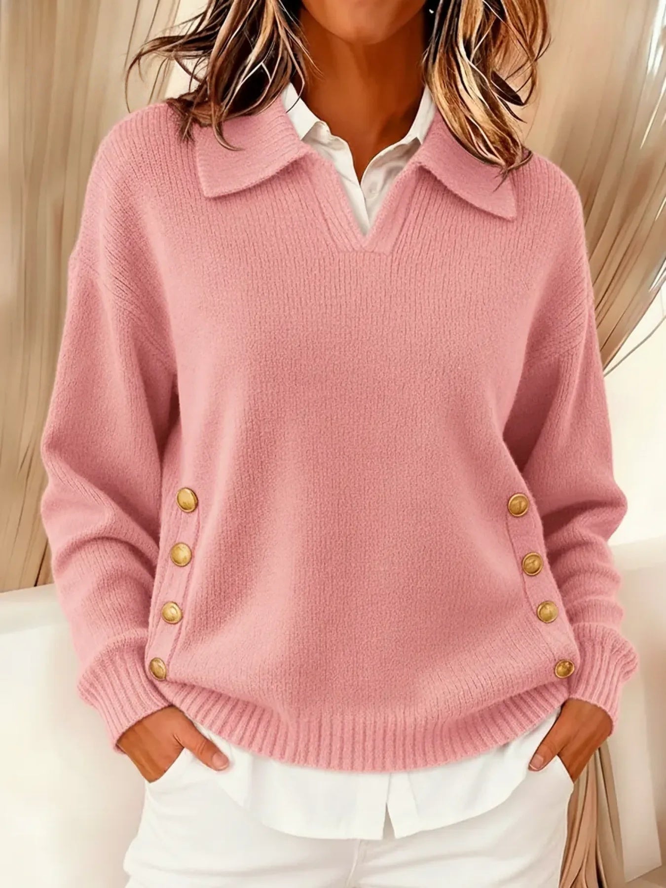 Lila | V-Neck Sweater with Collar