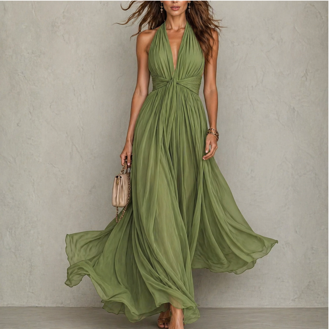 ELVENA™ | Halter Chiffon Maxi Dress