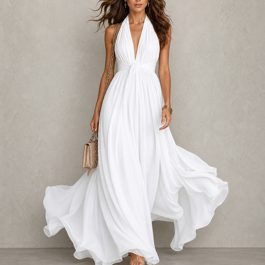 ELVENA™ | Halter Chiffon Maxi Dress