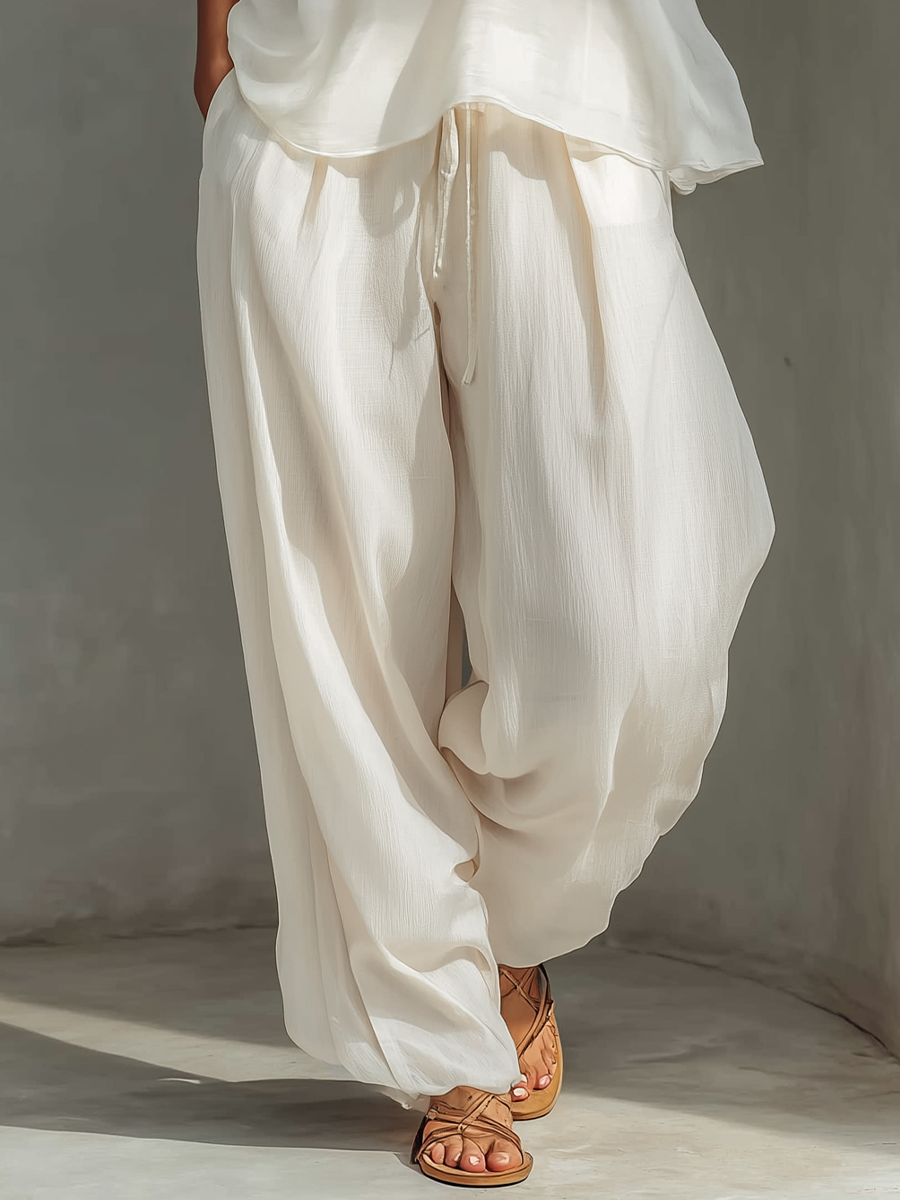 Mia | Semi-Sheer Sleeveless Top & Drawstring Wide-Leg Trousers