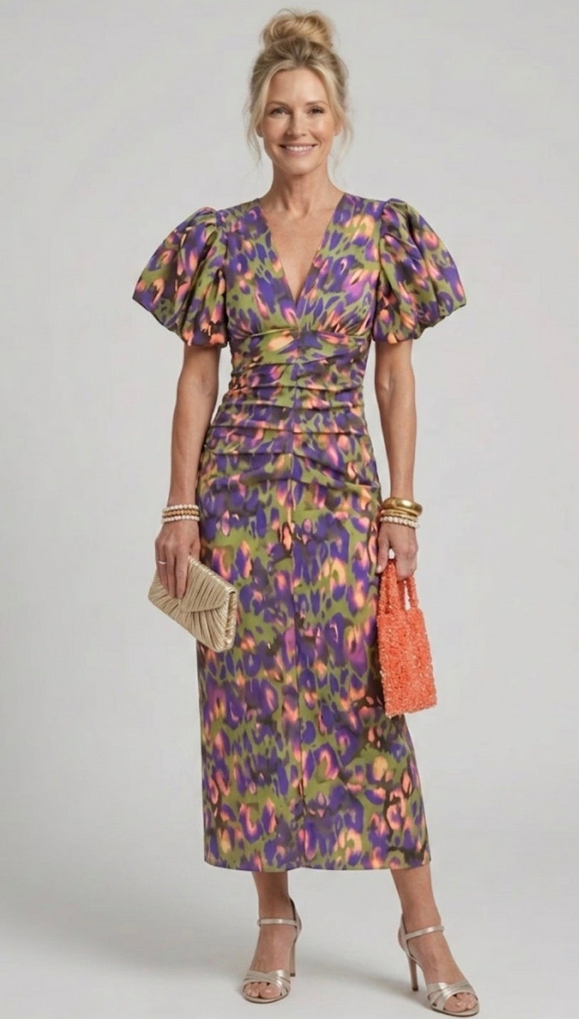 Hayes & Tate™  | Vivid Pleated Midi Dress