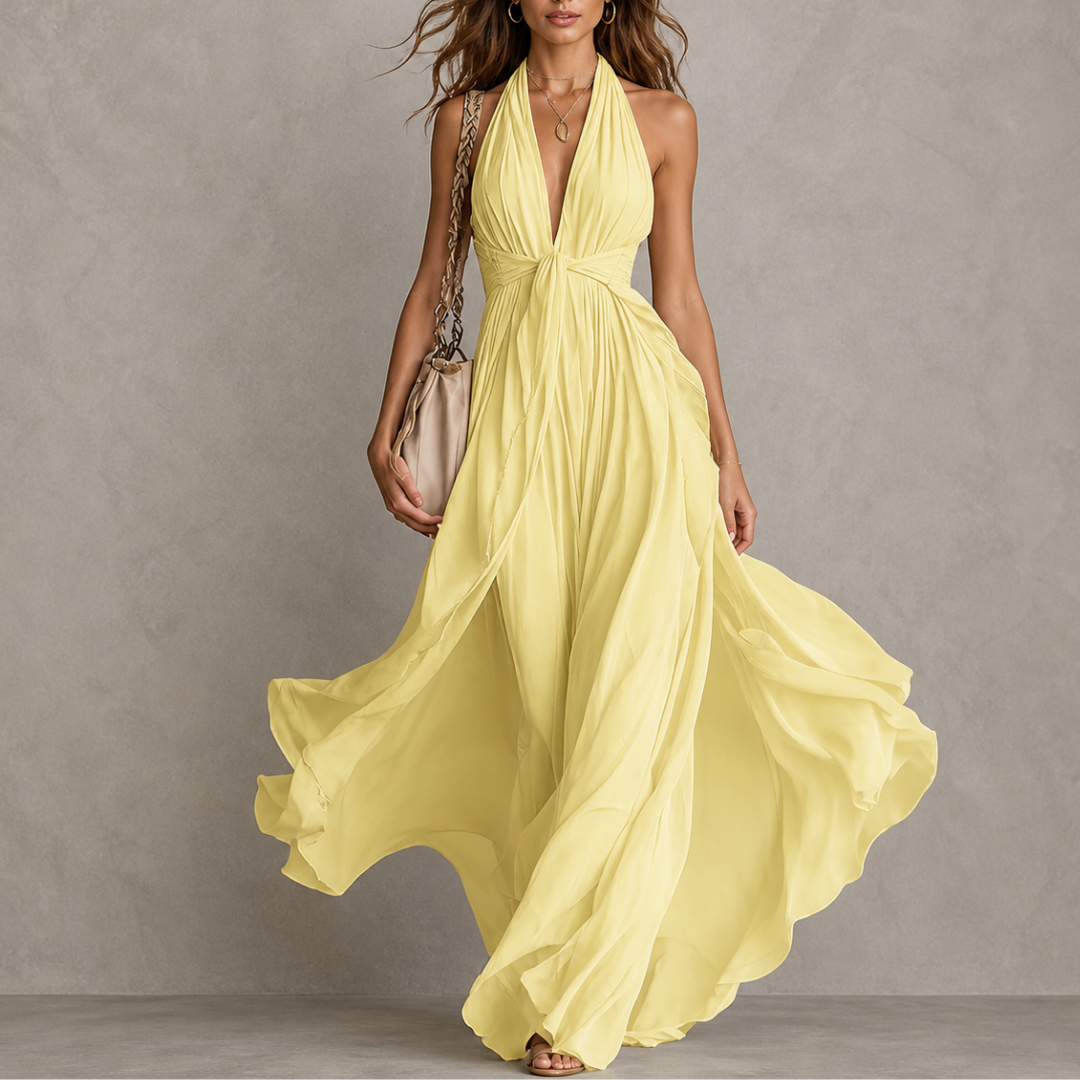 ELVENA™ | Halter Chiffon Maxi Dress