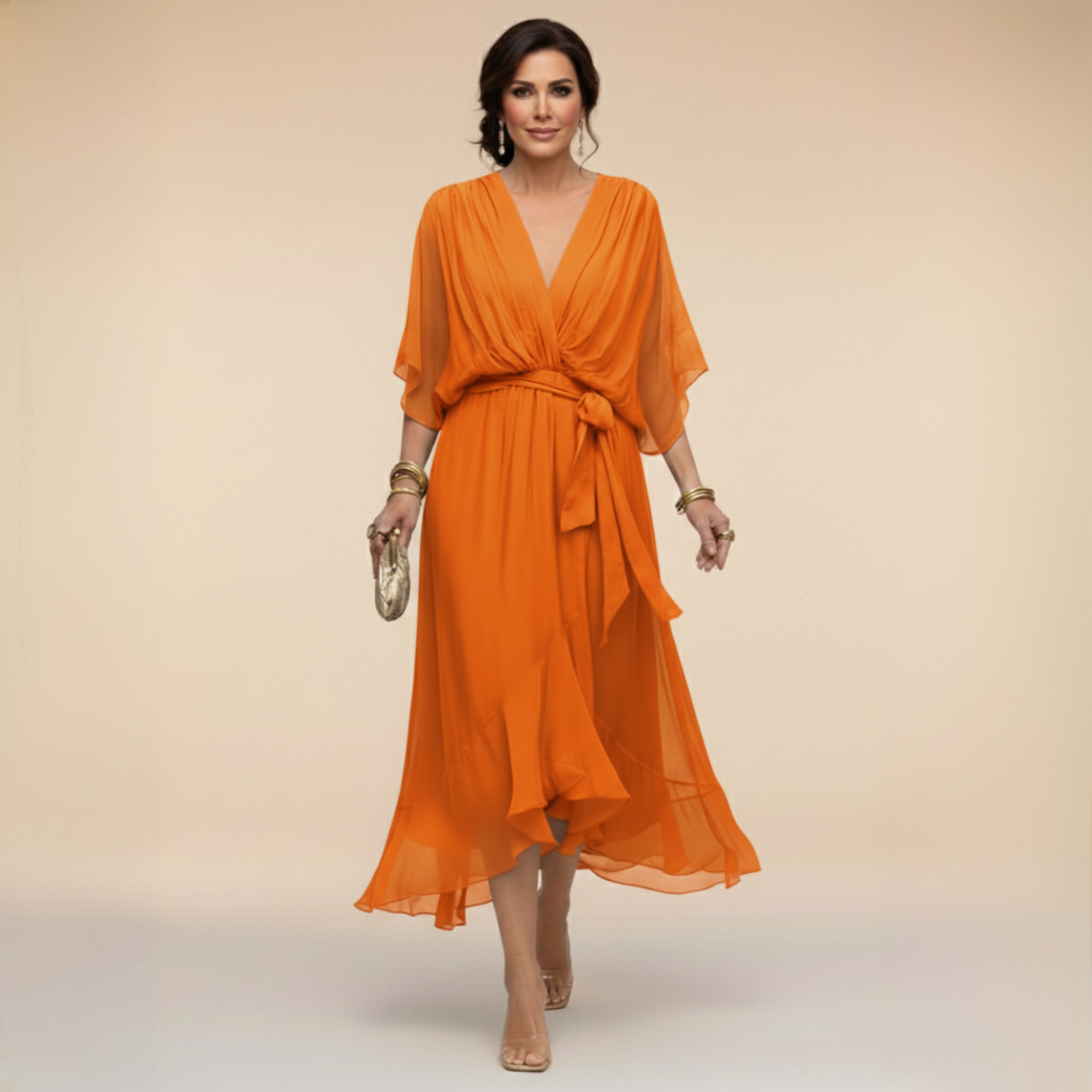 ELVENA™ | V-Neck Midi Dress