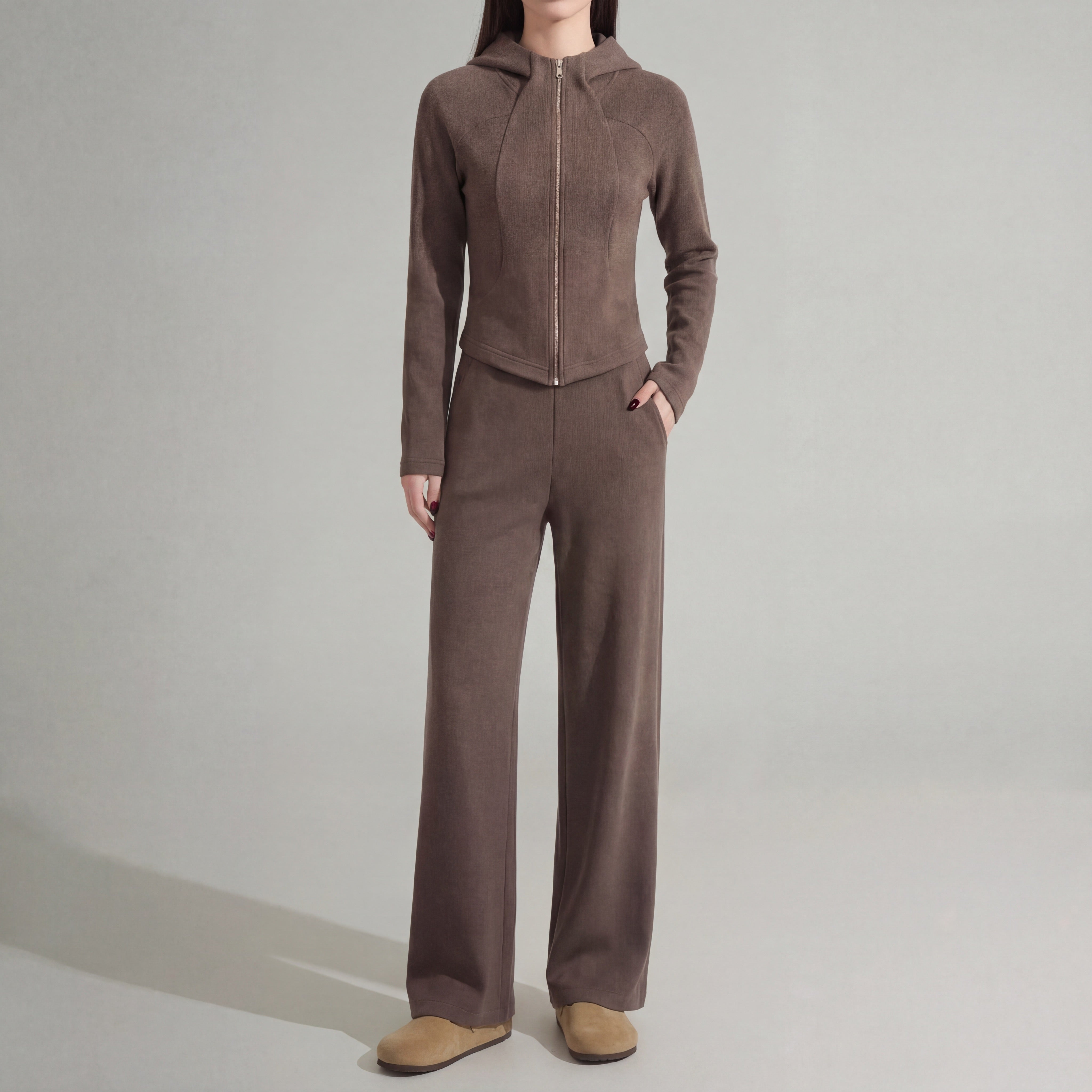 Brushed Knit Zip Hoodie & Pant Set