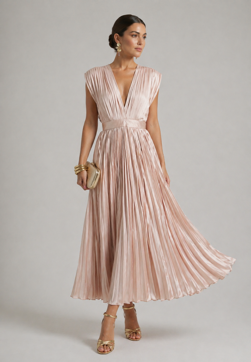 Hayes & Tate™  | Timeless Pleated Midi Dress