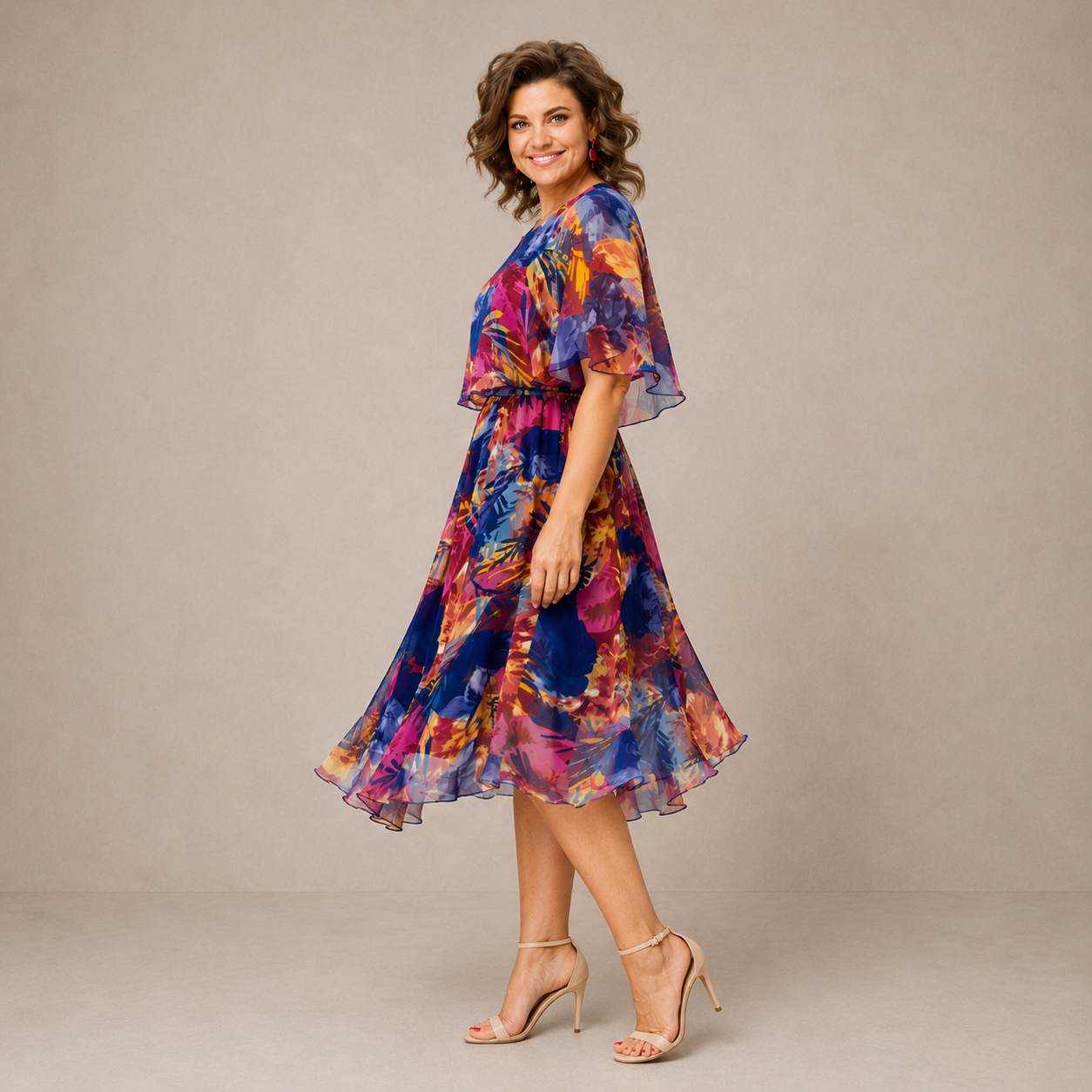 ELVENA™ | Colorful Floral Midi Dress