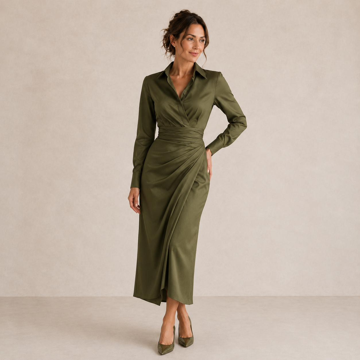 ELVENA™ | Green Wrap Maxi Dress