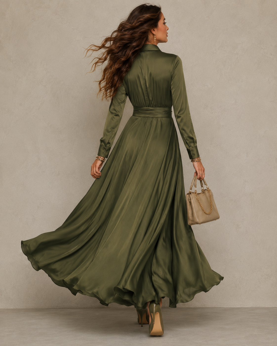 ELVENA™ | Green Wrap Maxi Dress