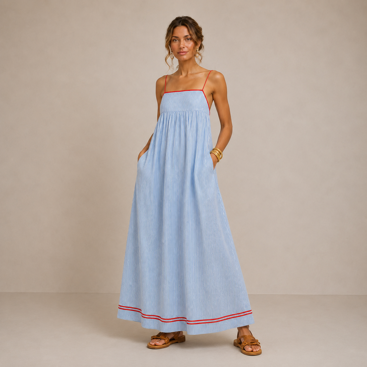 ELVENA™ | Striped Maxi Dress