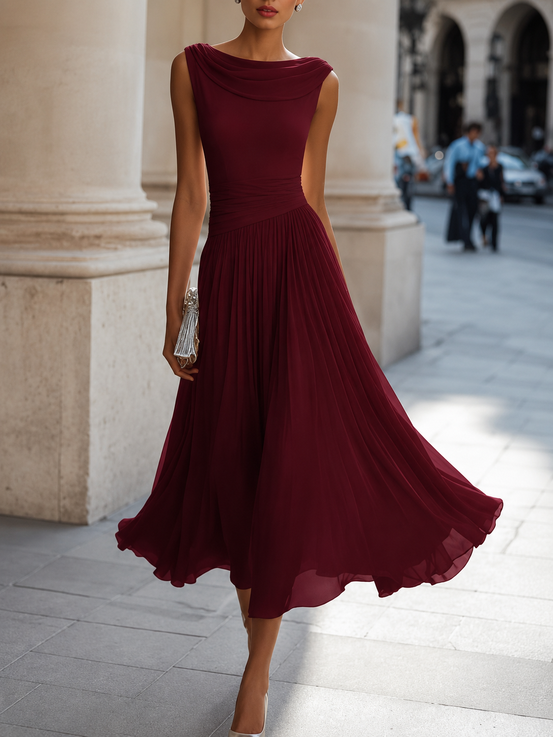 ELVENA™ | Pleated Midi Dress