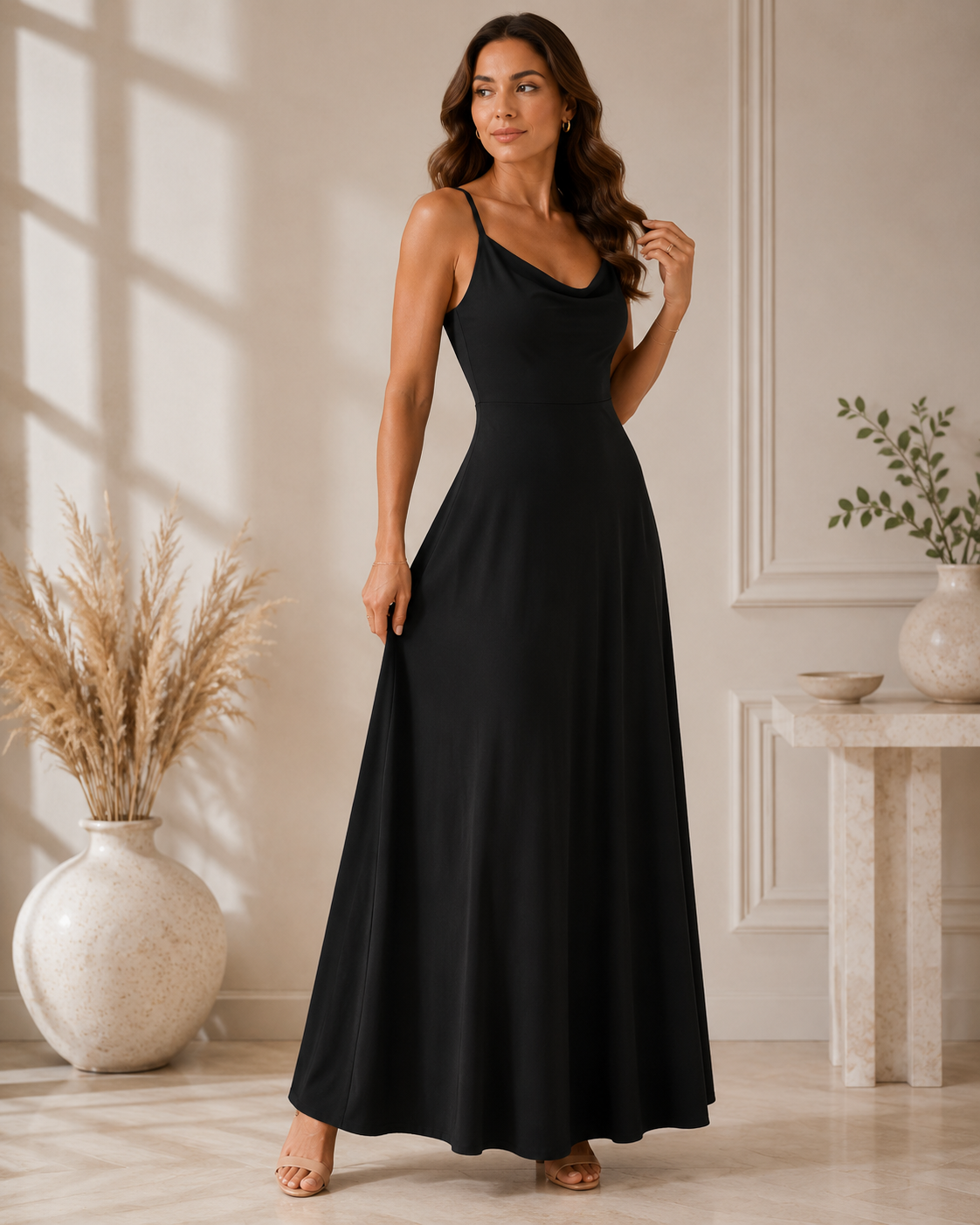 ELVENA™ | Cowl-Neck Maxi Dress