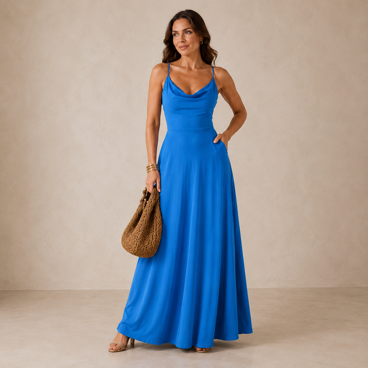 ELVENA™ | Cowl-Neck Maxi Dress