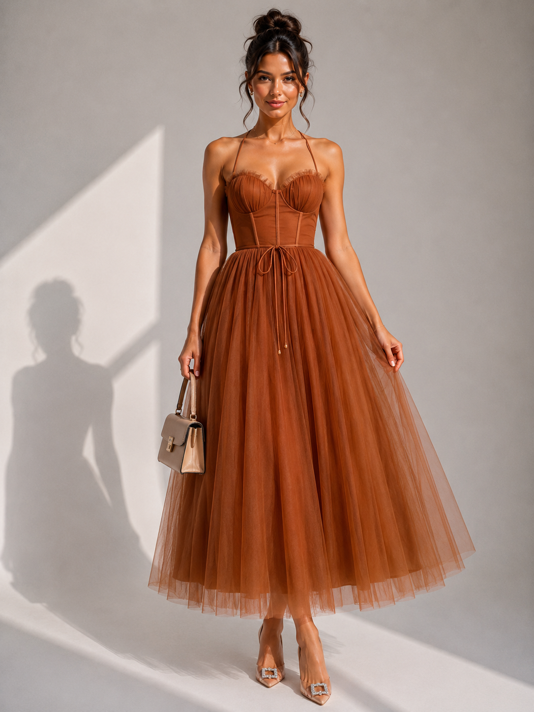 ELVENA™ | Cinched Waist Midi Dress
