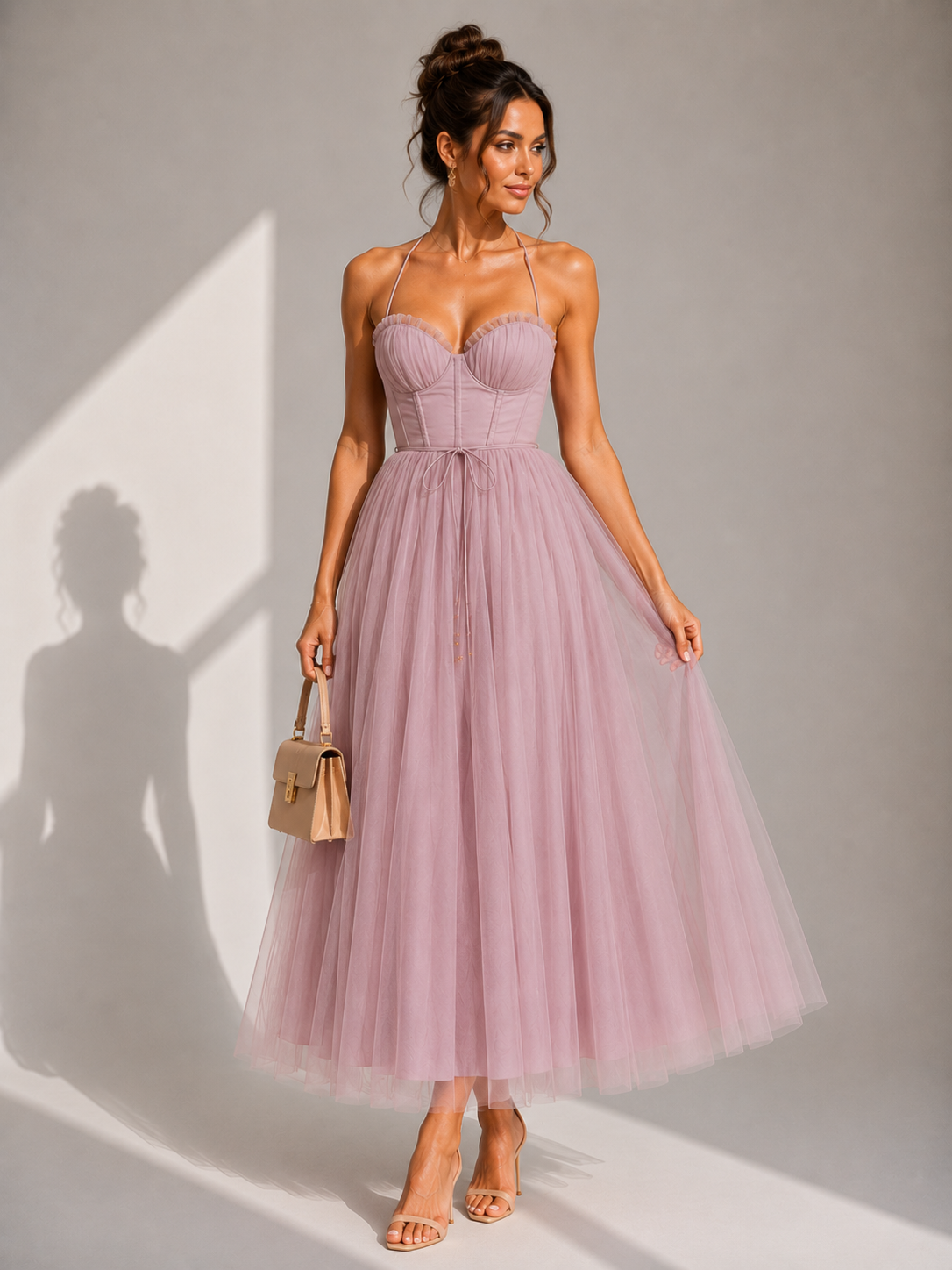 ELVENA™ | Cinched Waist Midi Dress