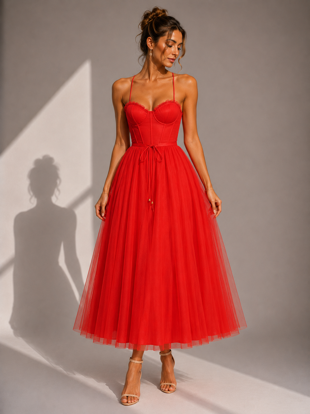 ELVENA™ | Cinched Waist Midi Dress