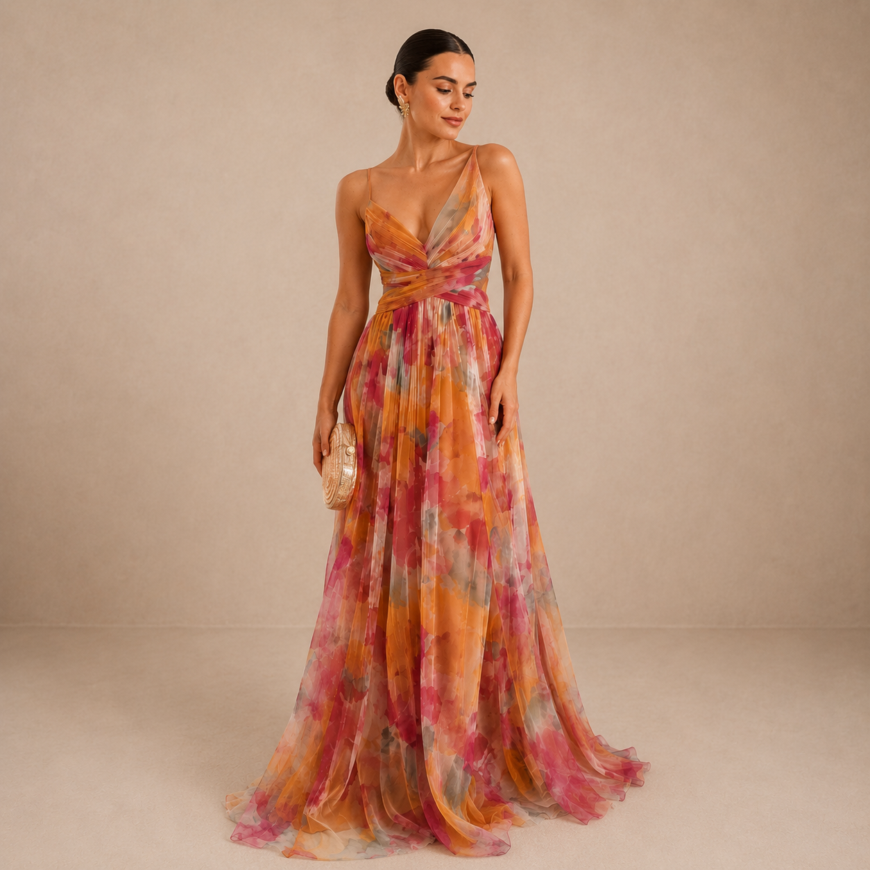 ELVENA™ | Watercolor Chiffon Maxi Dress