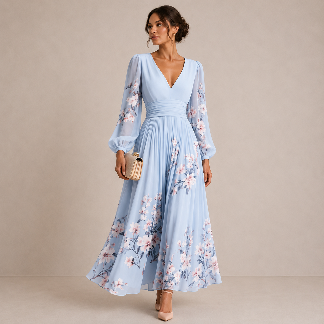 ELVENA™ | Puff Sleeve Midi Dress