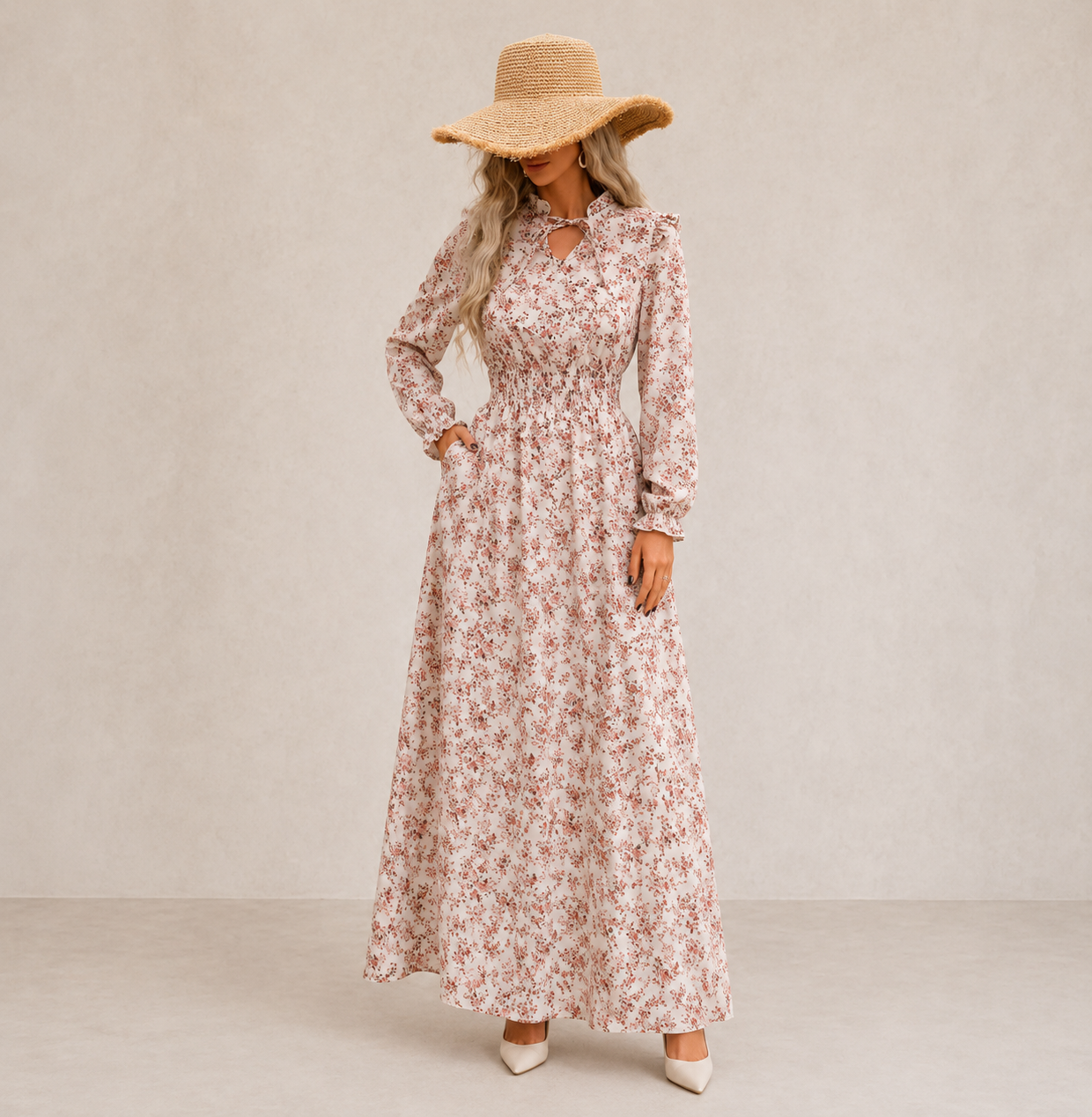 ELVENA™ | Romantic Long-Sleeve Maxi Dress